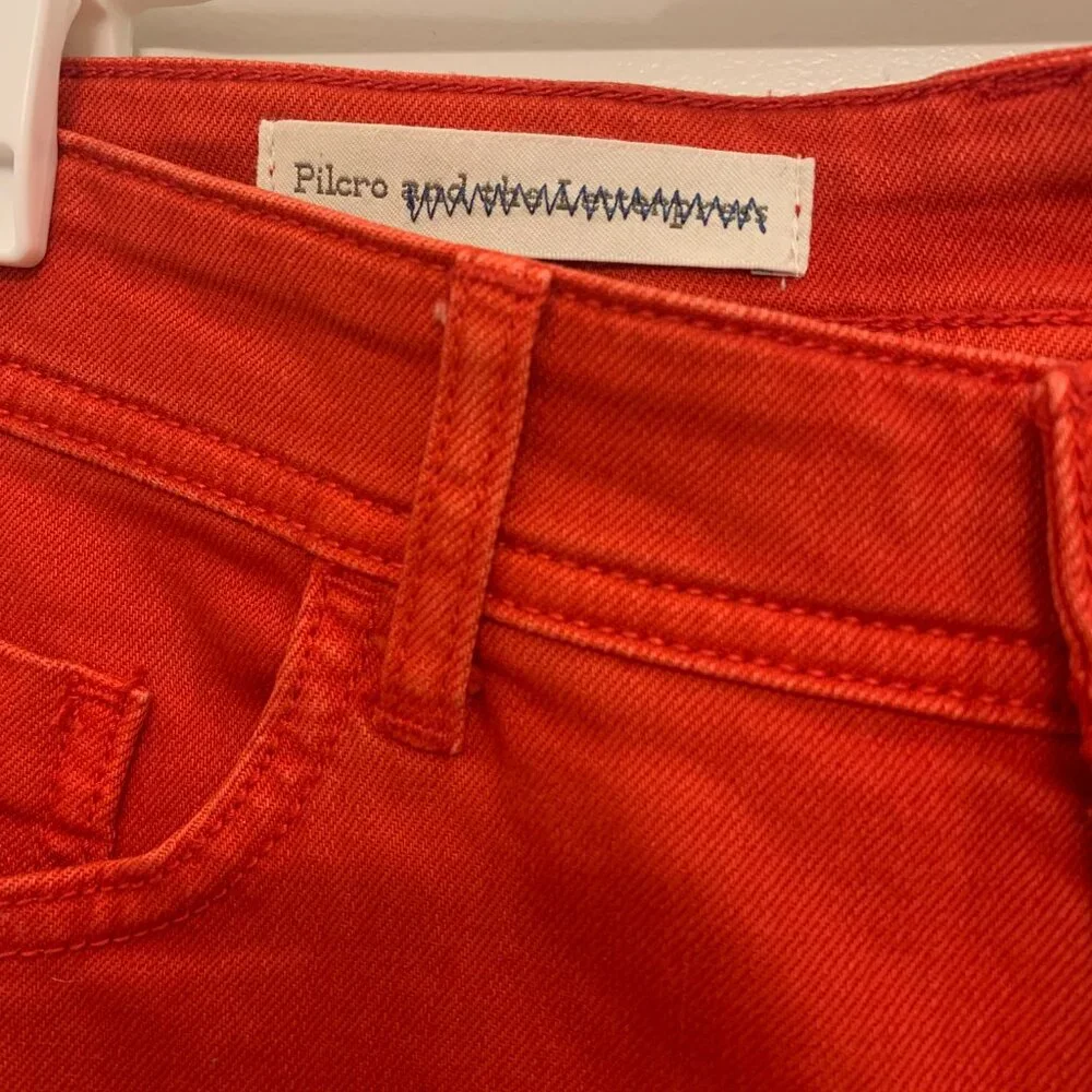 Anthropologie Pilcro Hyphen Red Mid Rise Denim Shorts - Picture 4 of 5
